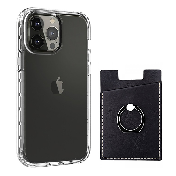Iphone 13 Pro Max Bumper Case with complimentary Leather Credit card Stick on holder