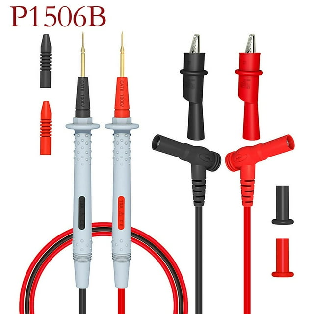 Multimeter Test Lead Kit with Push On Alligator Clip Stackable Banana Plug Hook