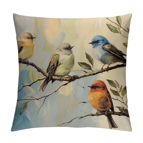 Pratyus Birds Branch Leaves Square Pillow Cover Case for Cushions Sofa Bed Outdoor Decoration Home Decor Pillow Case 1PC 12x12in
