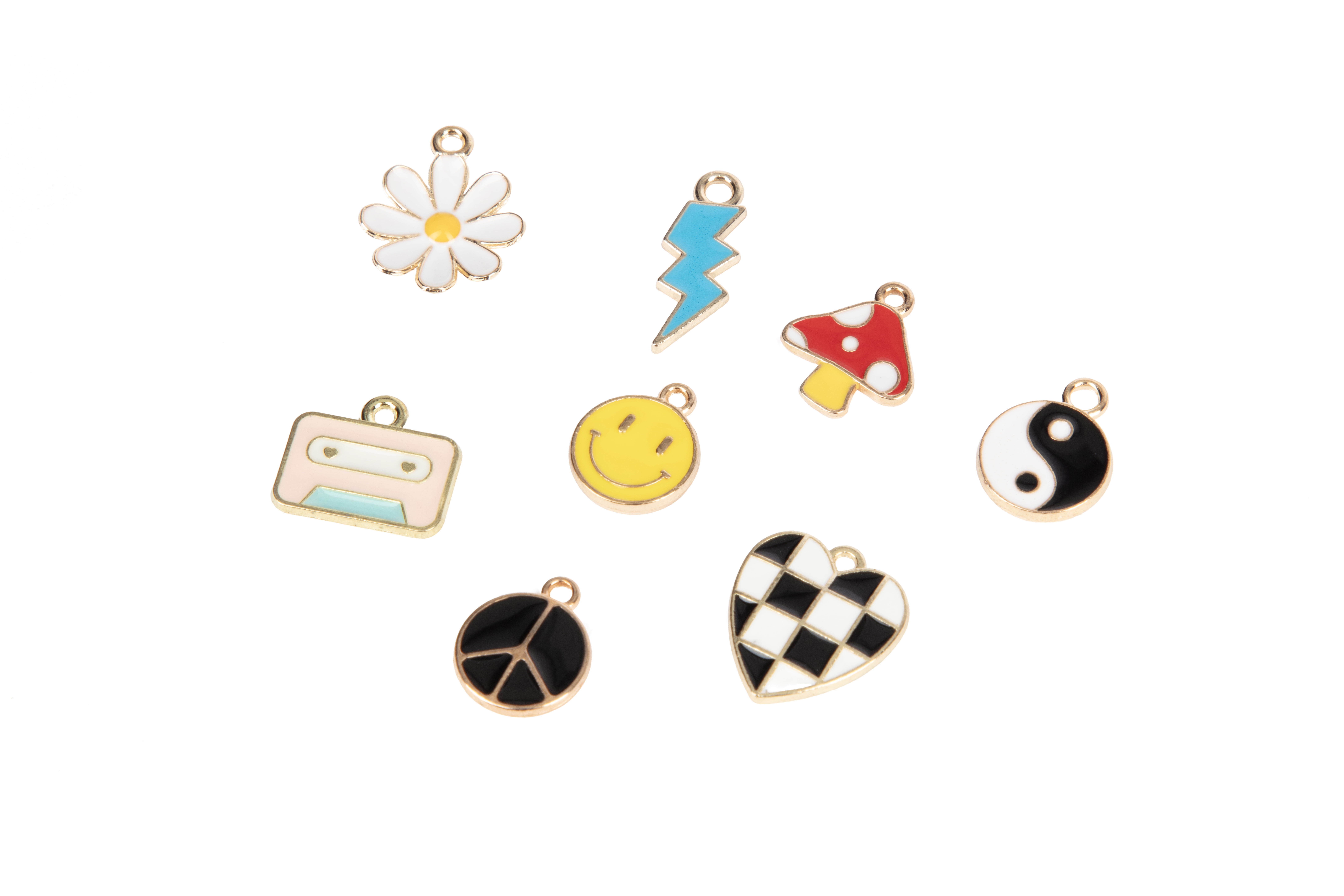 Cousin DIY Enameled Gold Metal Y2K Charms, 8 Piece, Multicolor, Unisex, Adult, Model 69995797