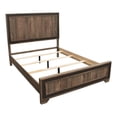 thumbnail image 1 of Modern Queen Size Bed w Tall Panel Headboard- Rustic Brown Wood, 1 of 6