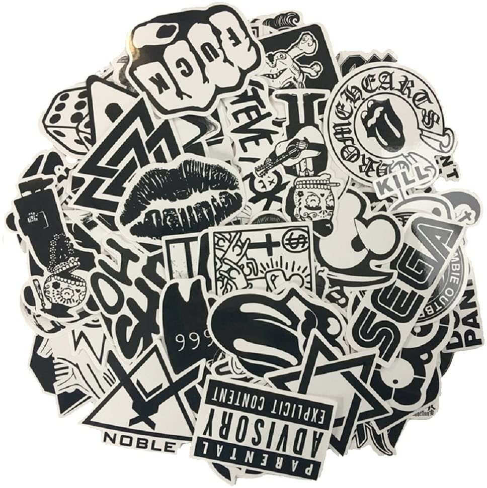 120PCS Black White Vinyl Sticker Graffiti Decal Perfect to Laptops