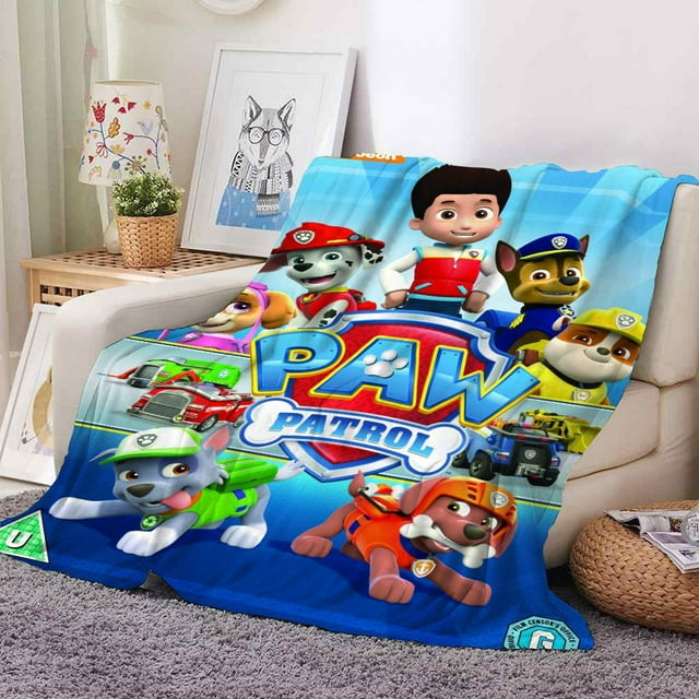 Pat' Patrouille Couverture en Molleton Corail en Flanelle pour Enfants, Couverture à Imprimé de Dessins Animés