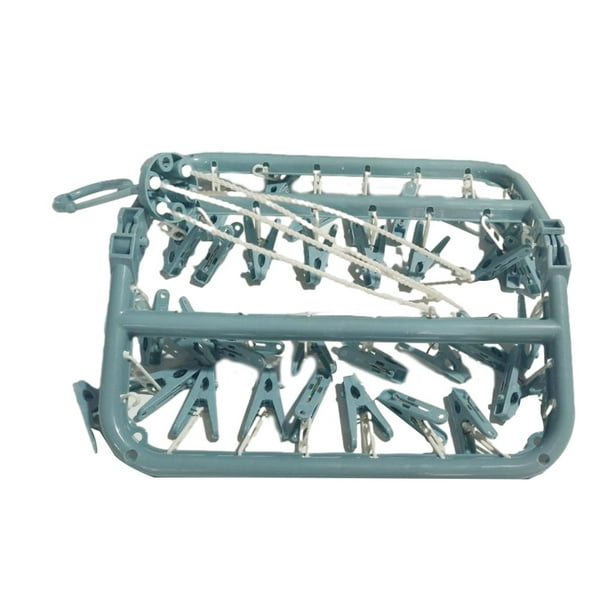 Yuarrent Colgador de ropa Toalla multifuncional Calcetines Ropa interior Estante de secado Clips Perchas Accesorio colgante Soportes de Almacenamiento y organización del hogar azul