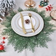 thumbnail image 5 of Tingzi Faux Cedar Placemats, Faux Cedar Greenery Placemats Round, Faux Cedar Mat, Christmas Place Mats, for Holiday Decor, Christmas Placemats for Wedding Dinner Party Reunion (6pcs), 5 of 7