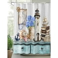thumbnail image 2 of Vintage Lighthouse Shower Curtain, Anchor Book Map Hydrangea Starfish Shell Waterproof Shower Curtain Set with 12 Hooks Lightweight Washable Fabric Shower Curtains for Bathroom 72x72 Inches, 2 of 6