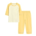 thumbnail image 3 of Cethrio Girls' Pajama Sets Short Sleeve, 2 Piece Casual Color Block Summer Kids' Sleepwear Yellow Size 9-10T, 3 of 8