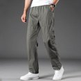 thumbnail image 2 of Dagegui Mens Cotton Cargo Pants Cozy Elastic Waist Straight Fit Pant Big and Tall Outdoor Running Athletic Work Trousers Summer Clothes Time Limited Offer Army Green 2XL, 2 of 5