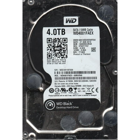 WD4001FAEX-00MJRA0, DCM HANNNVJMAB, Western Digital 4TB SATA 3.5 Hard Drive