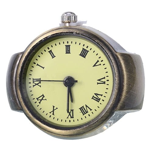 Skymirror Women's Vintage Punk Style Creative Round Alloy Quartz Finger Ring Watch