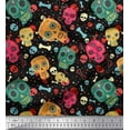 thumbnail image 1 of Soimoi Japan Crepe Satin Fabric Dot,Bone & Skull Printed Craft Fabric by The Yard 42 Inch Wide, 1 of 1