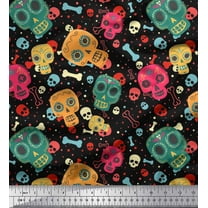 Soimoi Cotton Duck Fabric Dot,Bone & Skull Print Fabric by Yard 42 Inch Wide