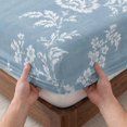 thumbnail image 3 of Cal.King Size Fitted Sheet Set - Watercolor Floral 3 Piece Bedding Sets 16" Deep Pocket Fitted Sheet with 2 Pillowcases, Spring Botanical Flowers Rustic Blue Brushed Microfiber Hotel Bed Sheets, 3 of 9