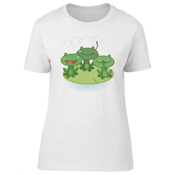 Cute Green Frog Cartoons T-Shirt Women -Image by Shutterstock, Female XX-Large