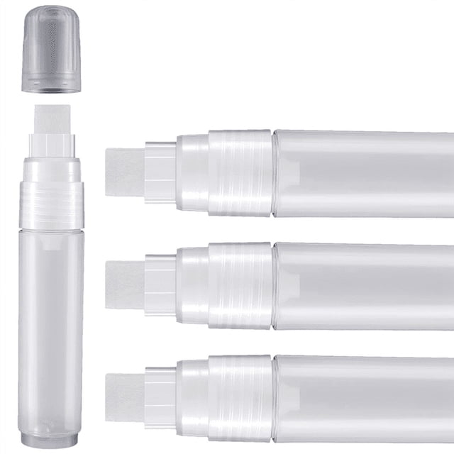 4 Pack 15 mm Empty Acrylic Permanent Marker Clear White Marker Pen Fine Point Empty Refillable Markers