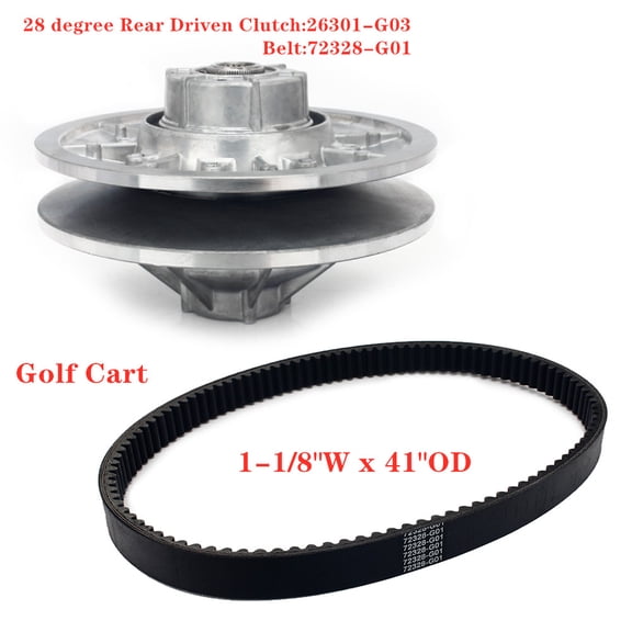 Rear Driven Clutch 28 degree   Belt Set for EZGO Gas Golf Cart 4 cycle 1991-2009 1992 1993 1994 1995 1996 1997 1998 1999 2000 2001 2002 2003 2004 2005 2006 2007 2008 09