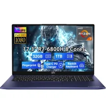 17.3" IPS FHD-Gaming-Laptop, AMD Ryzen 7 6800H 32GB DDR5 RAM 1TB SSD (Beat i7-12700H Up to 4.7GHz) AMD Radeon 680M GPU-Computer with 100W Type-C Backlit Keyboard Fingerprint