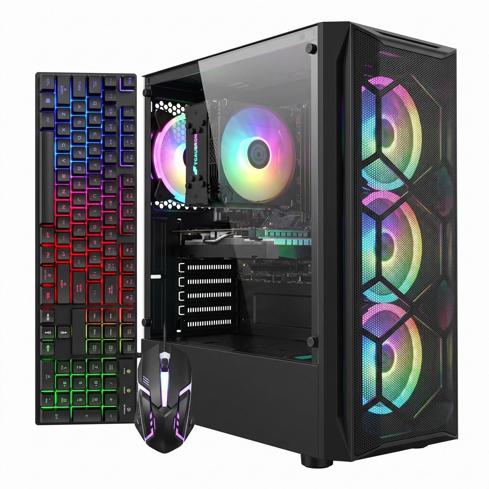 STGAubron Gaming Desktop PC, Core i7 up to 4.6G, 16G RAM DDR4, 512GB SSD, GeForce RTX 2060 6G GDDR6, WiFi 6, BT 5.2, RGB Fan x4, Windows 11 Home