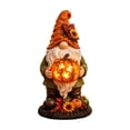 thumbnail image 4 of Gnome Statue With Lighted Pumpkin, Resin Fall Harvest Figurine Lamp For Halloween Garden Patio Home Decoration, 4 of 7
