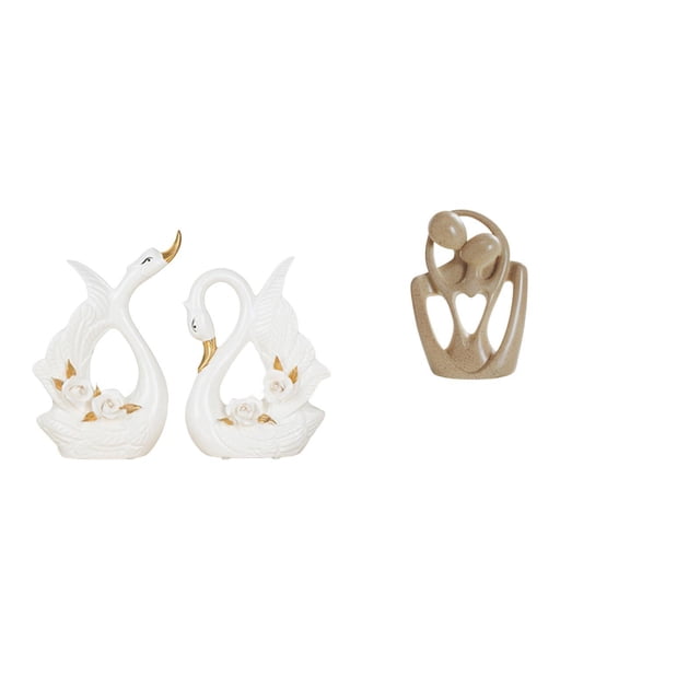 Elegante Escultura De Resina De Cisne De Cerámica Y Pareja Abstracta Para Estantería, Armario, Librería, Cafetería, Adorno De Escritorio, Regalo De Cumpleaños, Decoración
