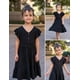 thumbnail image 2 of Vestido Arshiner para niñas, manga corta, verano, cuello en V con cinturón, 7-8Y, 2 of 8