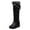 Black, variant on Juebong Women Boots Metal Buckle Thick Fleece Slip-on Platform Mid-heel Solid Color Winter Warm Knee High Snow Boots,Black Size 4.5