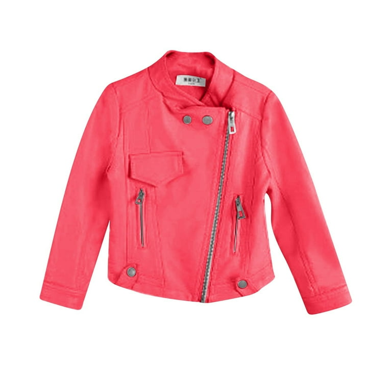 Pink leather jacket kids deals