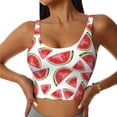 thumbnail image 2 of Uemuo Hand Drawn Watermelon Pattern Women's Sports Bra - High Impact Support, Breathable, and Comfortable Athletic Bra for Running, Yoga, and Workouts, 2 of 9