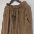 thumbnail image 6 of Nestiefly Linen Capri Pants for Women Drawstring Baggy Summer Beach Capris Pants for Women Breathable Relaxed-Fit Trousers with Pockets Coffee S, 6 of 7