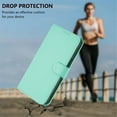 thumbnail image 7 of Wallet Case Compatible for iPhone 11 Pro, PU Leather Magnetic Closure Protective Flip Folio Case with 3 Card Holder and Wrist Strap Cover Women Men,Mint Green,For iPhone 11, 7 of 7