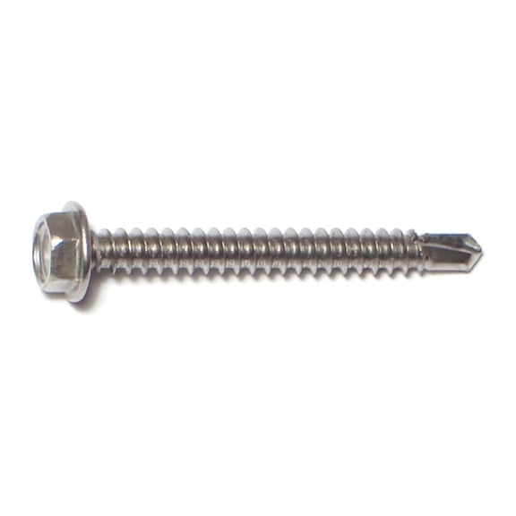 #8-18 x 1-1/2" 410 Stainless Hex Self-Drilling Screws SSHWSS-091 (46 pcs.)