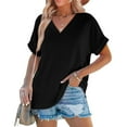thumbnail image 4 of Diufon Women's Summer Tops Casual Plus Size Short Sleeve V Neck Tunic Shirts Spring Trendy Loose Basic Crop Top, 4 of 8