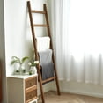 thumbnail image 7 of FUIN 6.4ft Extra Wide Wooden Blanket Ladder Living Room Decorative Wal Leaning Farmhouse Quilt Display Holder Rustic Wood Towel Rack for Bathroom, Brown, 24 inch wide, 7 of 7