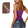 thumbnail image 5 of CYRBOKO Tank Tops for Women, Casual Spaghetti Strap Summer Fitted Summer Crop Tops Purple Size M, 5 of 5