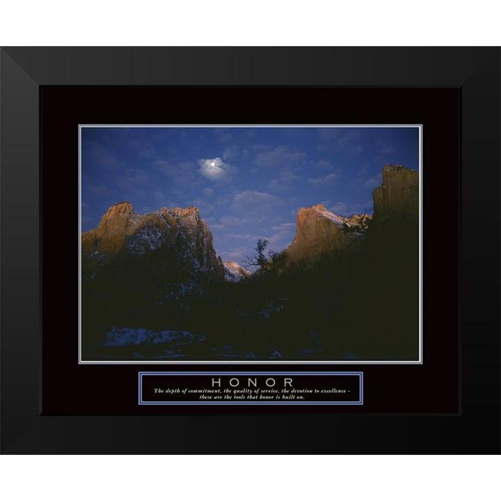 Frontline 24x20 Black Modern Framed Museum Art Print Titled - Honor - Mountain Moon