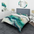 thumbnail image 1 of Designart "Celebratory Blues in Turquoise II" Abstract Liquid Ink Bedding Covert Set - Modern Blue Abstract Bed Set With 1 Sham, 1 of 6