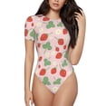 thumbnail image 2 of Goofa Strawberry And Flowers Printed Women Rash Guard Short Sleeve,Tummy control Swimsuit Surfing Swimsuit Bathing Suit One Piece Swimsuit UPF 50-XX-Large, 2 of 9