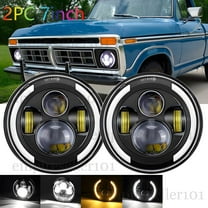 For 69-78 Ford F100 F150 F250 Pair 7inch Round LED Headlights Halo High Low Beam