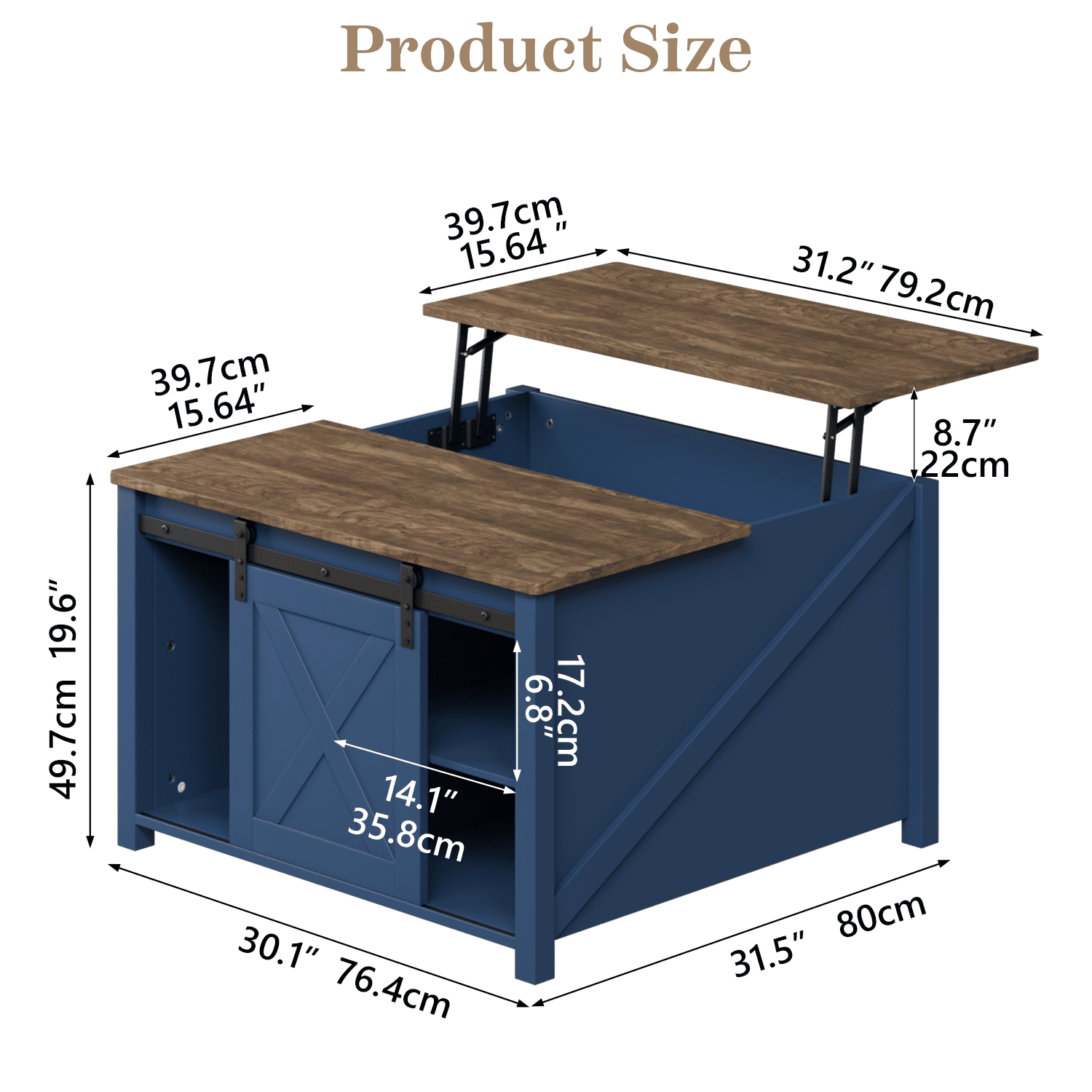 Waleaf Wooden Convertible Coffee Table, Lift Top Coffee Table with Large Hidden Storage Shelf for Living Room