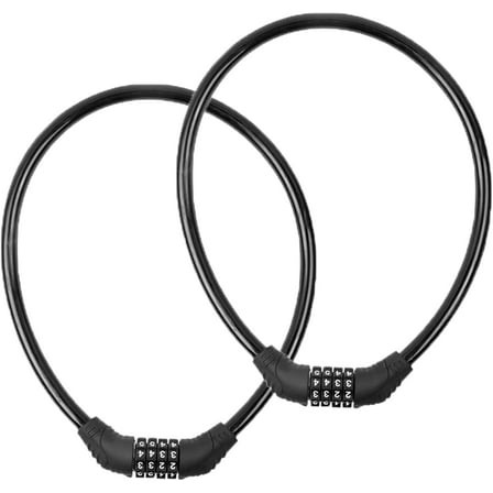 2 PACK Bike Locks Cable,Anti Theft Bicycle Lock Chain,4 Digit Security Resettable Bike Combination Lock Self Coiling Combination Cable Combo Bike Locks Without Mounting Bracket,2 Feetx1/2 Inch (Black