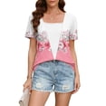 thumbnail image 2 of Karymi Summer Tops for Women 2026 Fake Two Piece Fashion Square Neck Lightweight Shirts Lounge Short Sleeve Floral Print Shirts Tunic Pullover, 2 of 7
