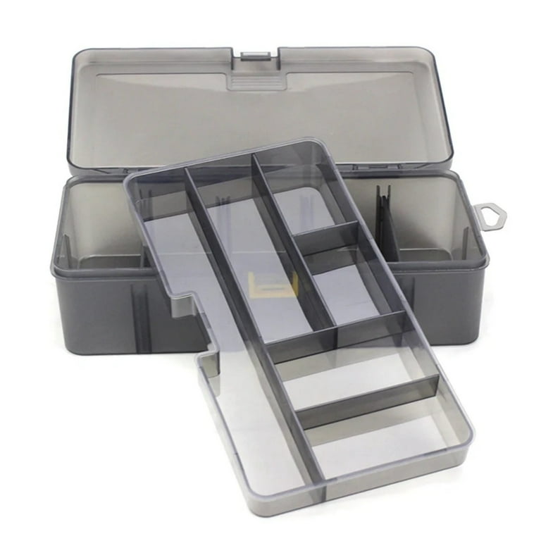 clear plastic tackle box 2 tier Clear Double Layer Plastic Tackle Box Fishing Storage Box Lightweight