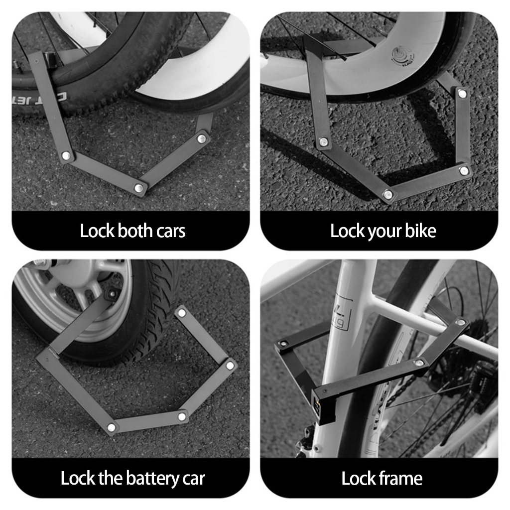 MOMOJIA Light weight Folded Bike Lock Zincs Alloys Cores Rustproof Flexible Angles Adjustment For MotorcyclesScooters