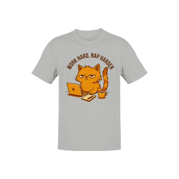 Work Hard Nap Harder Cat Design Men's T-shirt