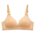 thumbnail image 7 of Women's Maternity Nursing Bra Wirefree Seamless Breastfeeding Bra with One Hand Clip Full Coverage Pregnancy Bralette Apricot L, 7 of 7