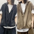 thumbnail image 2 of Chalecos con capucha y manga corta unisex, estilo urbano, holgados y a la moda, 2 of 7