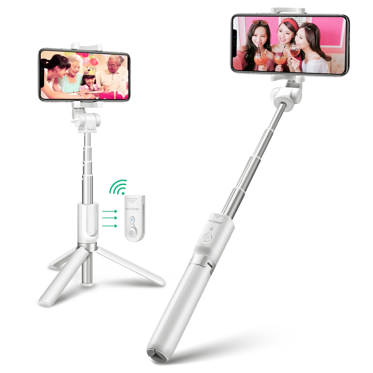 BlitzWolf Selfie Stick Tripod, Bluetooth Remote Control Photo Stick for
