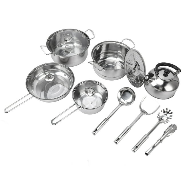 Frying Pan Soup Pot Set, Easy Cleaning Cookware Set Stainless Steel for Home
