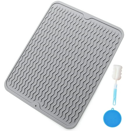 

Mlfire Silicone Dish Drying Mat Draining Board Pad with Silicone Scrubber and Sponge Cleaning Brush Non-Slip Sink Drainer Pad for Kitchen Countertop