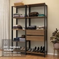 thumbnail image 6 of Madesa Wardrobe Clothes Storage Rack with 2 Drawers and Open Shelves 51"L Multiuse Modular Cabinet for Bedroom Organization - Black/Brown, 6 of 11